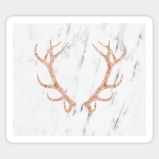 Rose gold antlers on soft white marble Sticker